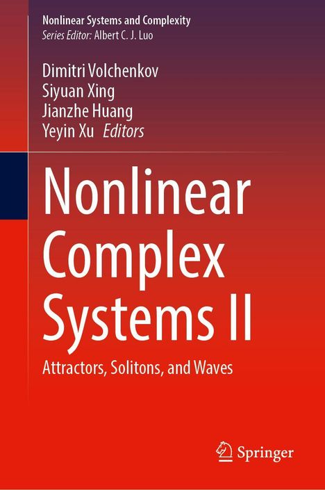 Titel: "Nonlinear Complex Systems II". Untertitel: "Attractors, Solitons, and Waves". Verlag Springer. Roter Hintergrund.