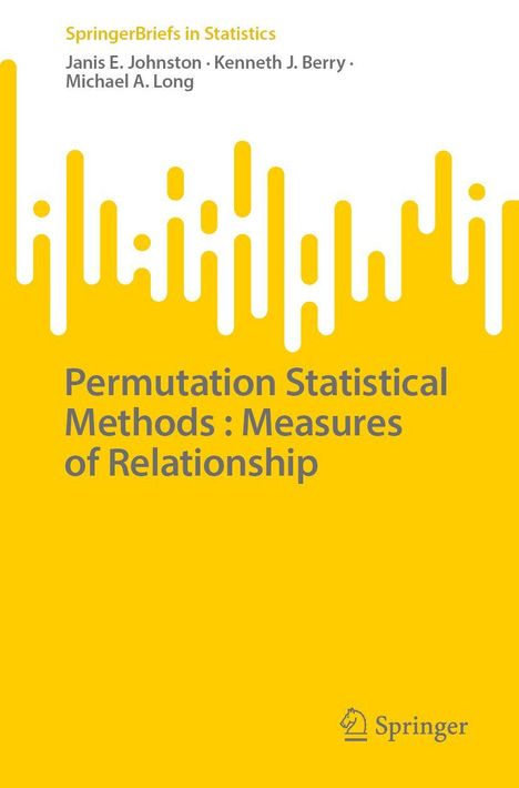 "Permutation Statistical Methods: Measures of Relationship" in Grau auf Gelb, mit abstraktem Muster und Springer-Logo.