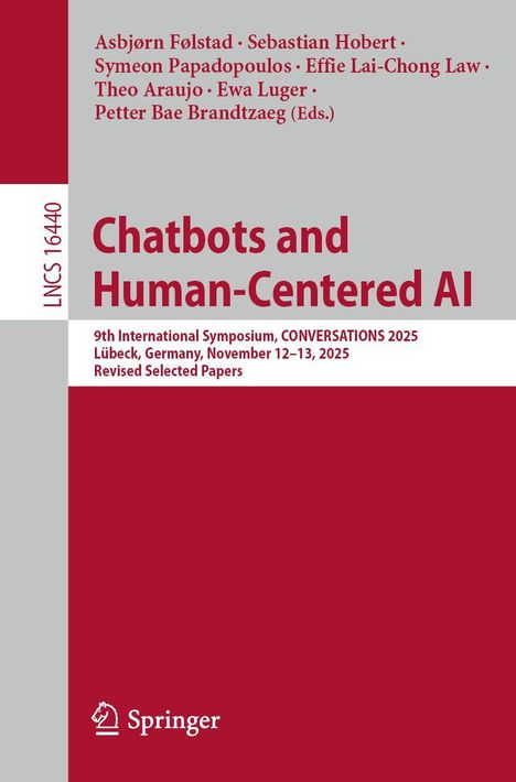 Titel: "Chatbots and Human-Centered AI". Symposium: Lübeck, 12.–13. November 2025. Springer Logo unten links.