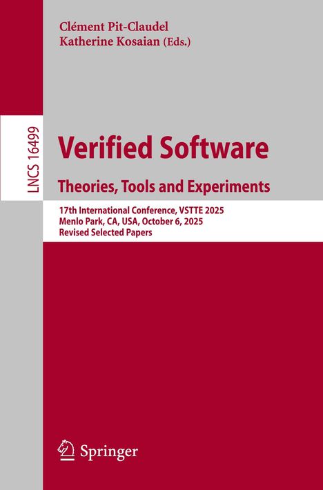 Titel: "Verified Software: Theories, Tools and Experiments". Herausgeber: Clément Pit-Claudel, Katherine Kosaian. 