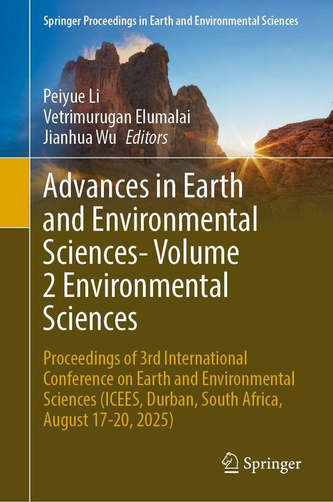 "Advances in Earth and Environmental Sciences-Volume 2 Environmental Sciences" vor Berglandschaft bei Sonnenaufgang.