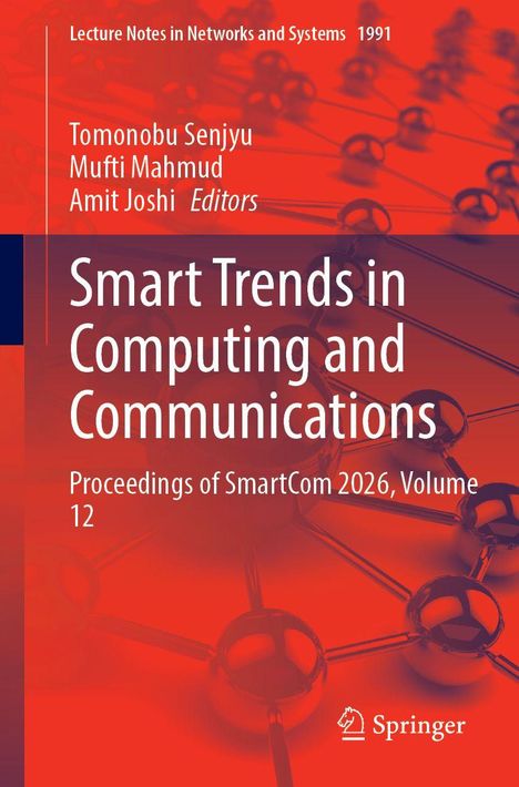 Buchtitel: "Smart Trends in Computing and Communications". Rotes Design mit Netzstruktur und Springer-Logo.