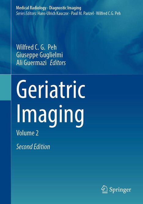 „Geriatric Imaging“, Volume 2, Second Edition. Blaue Buchabdeckung mit weißem Text. Springer-Logo unten.