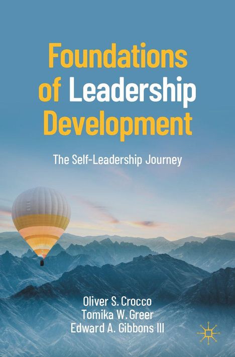 "Foundations of Leadership Development: The Self-Leadership Journey." Ein Heißluftballon über Bergen bei Sonnenaufgang.