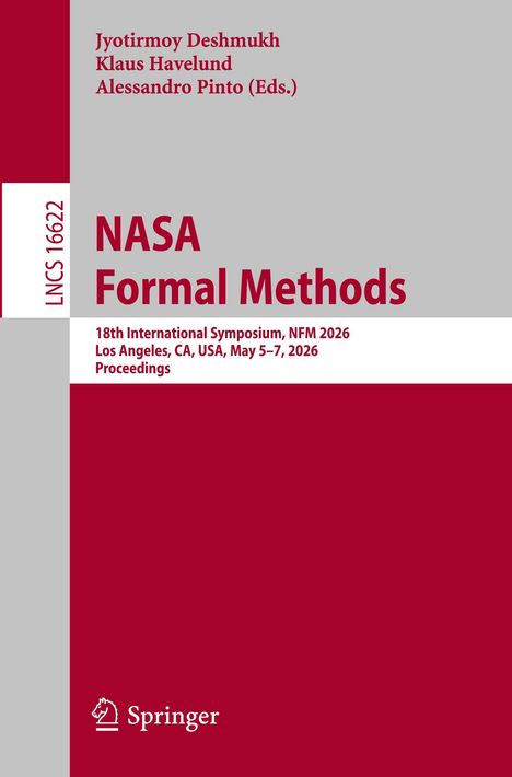 NASA Formal Methods, 18th International Symposium, Los Angeles, CA, May 5–7, 2026. Roter Hintergrund, simples Design.