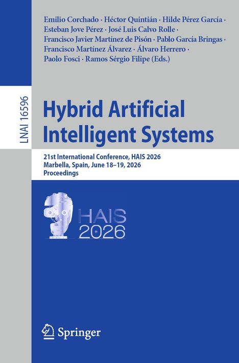 Titel: Hybrid Artificial Intelligent Systems. Konferenz: HAIS 2026, Marbella. Logo: Springer mit Springer-Symbol.
