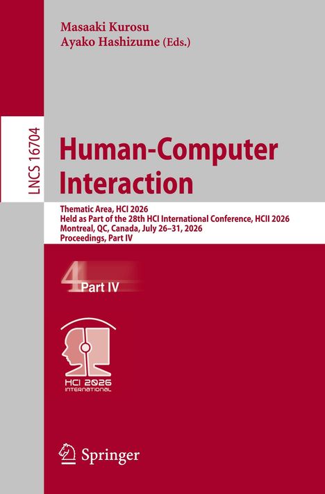 "Human-Computer Interaction" mit rotem Hintergrund, darunter ein abstraktes Kopf-Logo und das Wort "Springer" in Weiß.