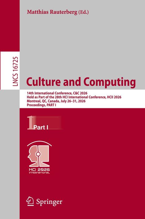 Text auf grauem und rotem Hintergrund: Matthias Rauterberg (Ed.), Culture and Computing, 14th International Conference, C&C 2026.