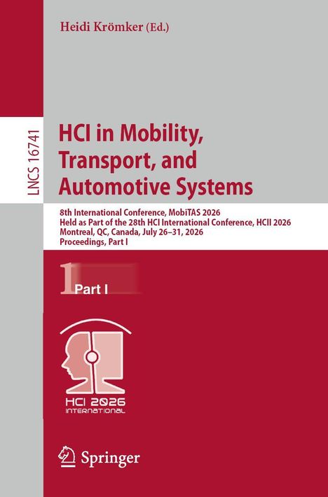 "HCI in Mobility, Transport, and Automotive Systems" steht groß in roter Schrift. Unten ein stilisiertes Kopf-Logo.