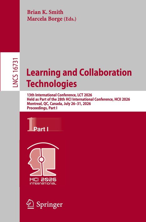 "Learning and Collaboration Technologies" in Rot. Oben Namen der Herausgeber. Unten: Konferenzdetails und Springer-Logo.