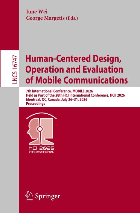 Buchtitel: "Human-Centered Design, Operation and Evaluation of Mobile Communications". Logo mit Kopfprofil und Kopfhörer.