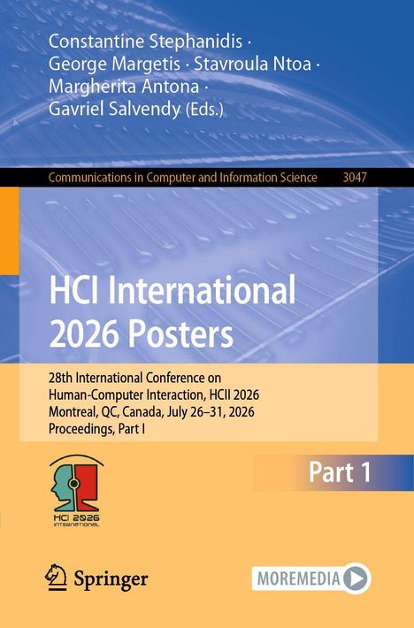 Buchtitel: "HCI International 2026 Posters". Beige Hintergrund, Springer-Logo unten links, Konferenzdetails klein.