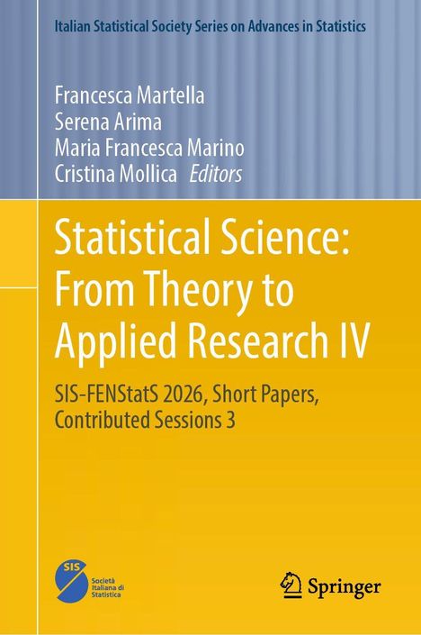 Buchtitel in Gelb: "Statistical Science: From Theory to Applied Research IV", darunter Herausgebernamen. Springer-Logo.