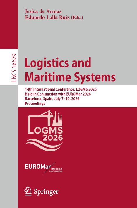 Titel: "Logistics and Maritime Systems." Logo unten: LOGMS 2026. Farben: Grau, Rot.
