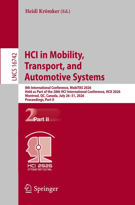 Heidi Krömker (Ed.), HCI in Mobility, Transport, and Automotive Systems, MobiTAS 2026, Part II, Springer, Logo mit Kopfprofil.