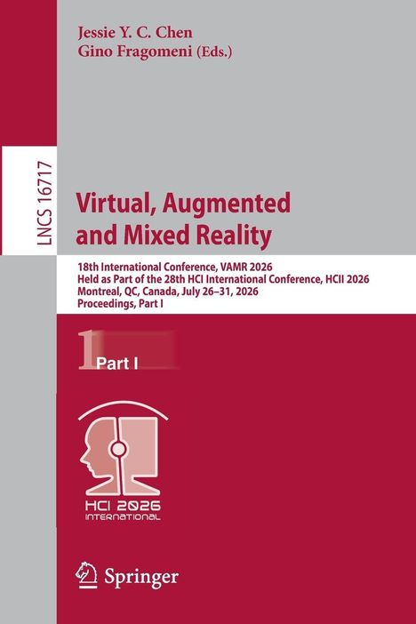 "Virtual, Augmented and Mixed Reality" steht groß auf grauem Hintergrund. Unten ist das Logo von HCI 2026 International.
