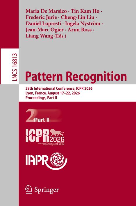 Text: "Pattern Recognition", "28th International Conference, ICPR 2026, Lyon", "Proceedings, Part II". Logo unten: "Springer".