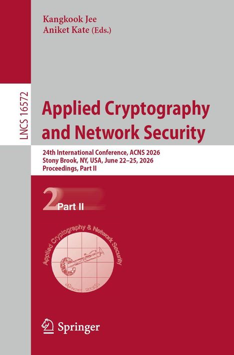 Titel: "Applied Cryptography and Network Security". Farblich in Rot und Grau gestaltet. Enthält ein Logo.