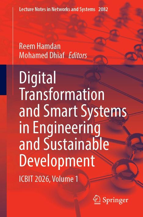 "Digital Transformation and Smart Systems in Engineering and Sustainable Development" auf rotem Hintergrund, Springer-Logo.