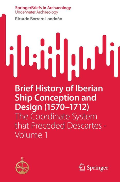 SpringerBriefs in Archaeology, underwater theme, Autor Ricardo Borrero Londoño. Roter Hintergrund mit weiß-rotem Muster.