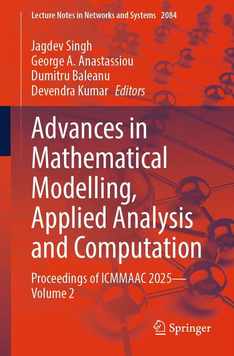 Titel: "Advances in Mathematical Modelling, Applied Analysis and Computation". Molekülstruktur auf orangenem Hintergrund.