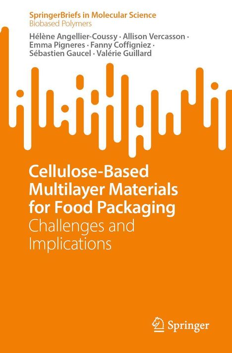 Buchtitel mit Autoren: "Cellulose-Based Multilayer Materials for Food Packaging". Orange-weißes Design mit Springer-Logo.