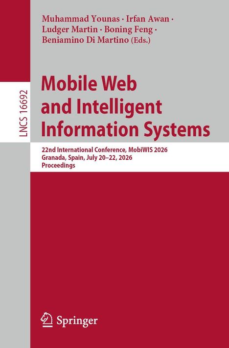 Titel: "Mobile Web and Intelligent Information Systems". Konferenz in Granada, Spanien, 2026. Springer-Logo unten.