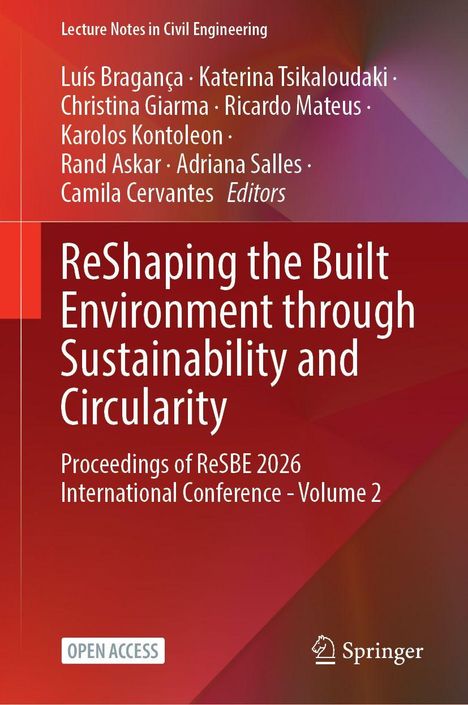 Buchtitel: ReShaping the Built Environment through Sustainability and Circularity. Rotes Cover, Springer Logo.