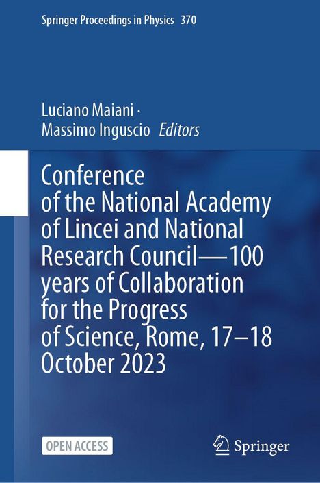 Springer Proceedings in Physics 370. Conference über 100 Jahre Forschung in Rom, 17–18 Oktober 2023. Blaues Cover.