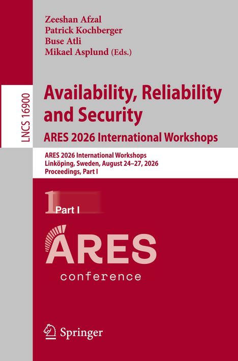 Titel: "Availability, Reliability and Security ARES 2026 International Workshops", Springer-Logo, roter Hintergrund.