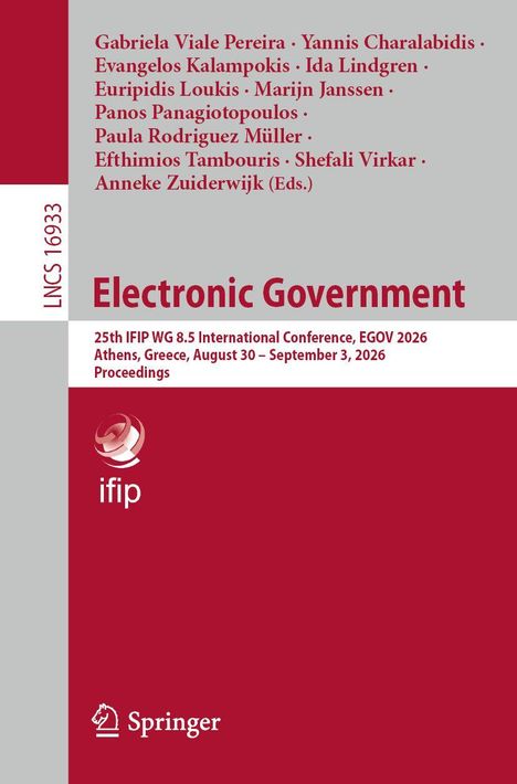 Titel: "Electronic Government". Autorenliste oben. Tagung EGOV 2026 in Athen, 30. August - 3. September 2026.