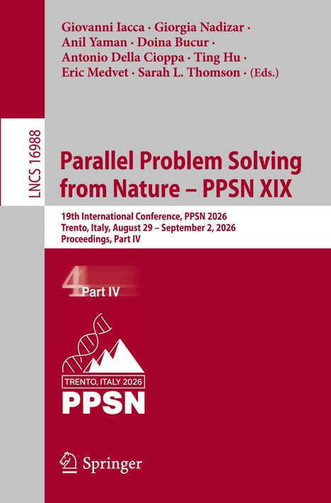 "Parallel Problem Solving from Nature – PPSN XIX, Trento 2026. Illustration mit DNA-Strang und Bergen.”