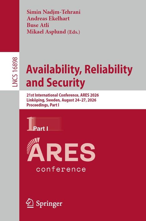 Availability, Reliability, and Security. ARES Conference. Springer Logo. Grauer und roter Hintergrund.
