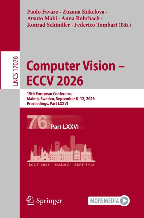 "Computer Vision – ECCV 2026", Autoren und Herausgeber oben, Konferenzdetails darunter. Illustration von Malmö unten.