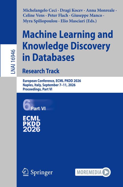 Titel: Machine Learning and Knowledge Discovery in Databases. Europäische Konferenz, ECML PKDD 2026. Logos und Verlagshinweis.