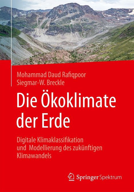 Buchtitel: "Die Ökoklimate der Erde". Autoren: Mohammad Daud Rafiqpoor, Siegmar-W. Breckle. Hintergrund: Gebirgslandschaft.