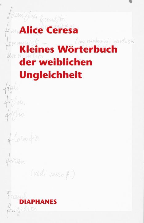 Alice Ceresa: Kleines Wörterbuch der weiblichen Ungleichheit, Buch