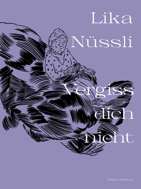 „Lika Nüssli Vergiss dich nicht“. Illustration einer sitzenden Person in einem großen Geflecht.