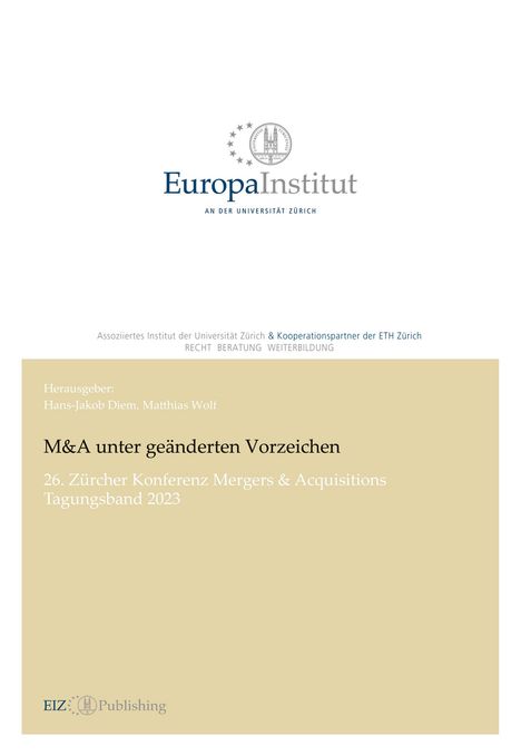 Hans-Jakob Diem: M&A unter geänderten Vorzeichen, Buch