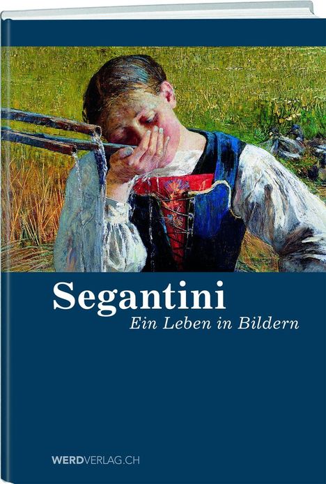 „Segantini: Ein Leben in Bildern“. Illustration eines Jungen, der aus einer Wasserquelle trinkt.