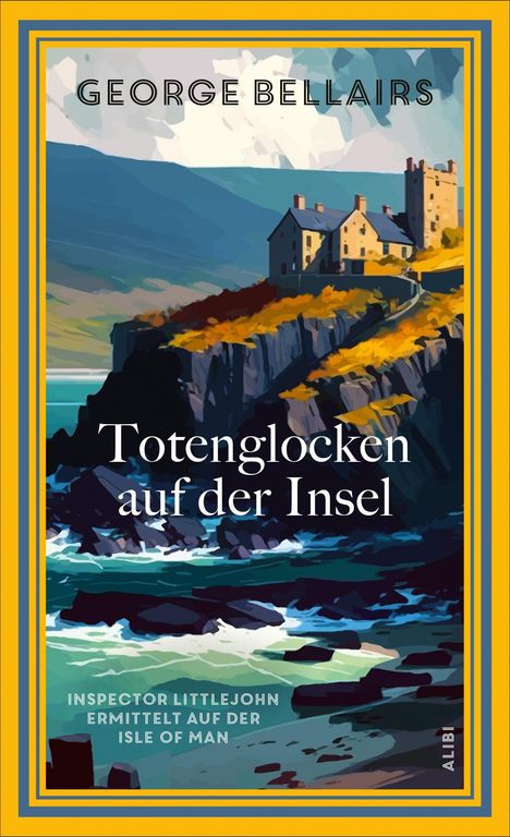 "Totenglocken auf der Insel" zeigt eine Illustration mit einer Küste und einem Gebäude auf Klippen im Meer.