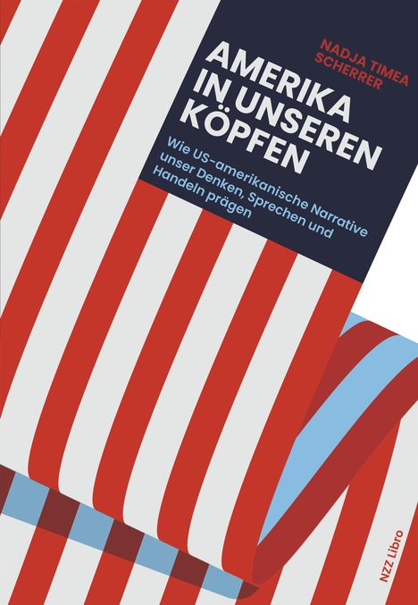 AMERIKA IN UNSEREN KÖPFEN, rote und weiße Streifen haben USA-Flaggenmuster.