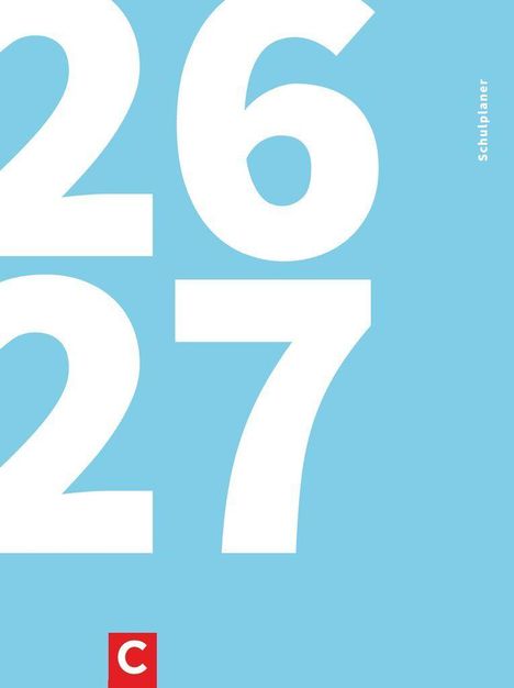 "Schulplaner" am rechten Rand, große weiße Zahlen "26" und "27" auf hellblauem Hintergrund.