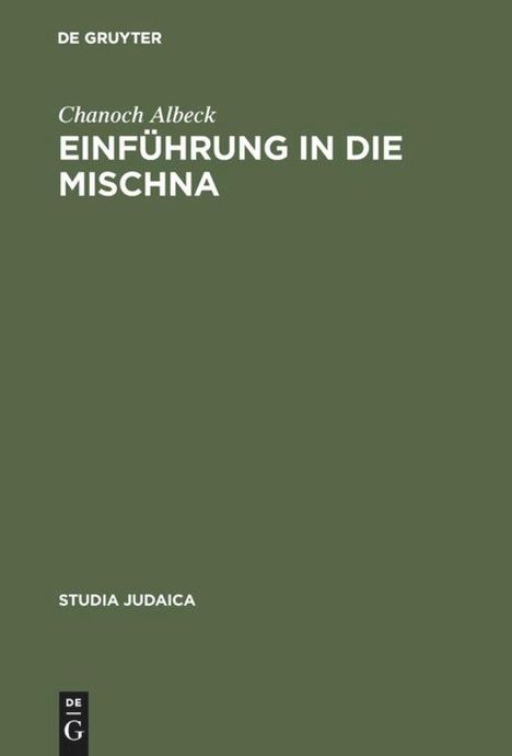 Chanoch Albeck: Einführung in die Mischna, Buch