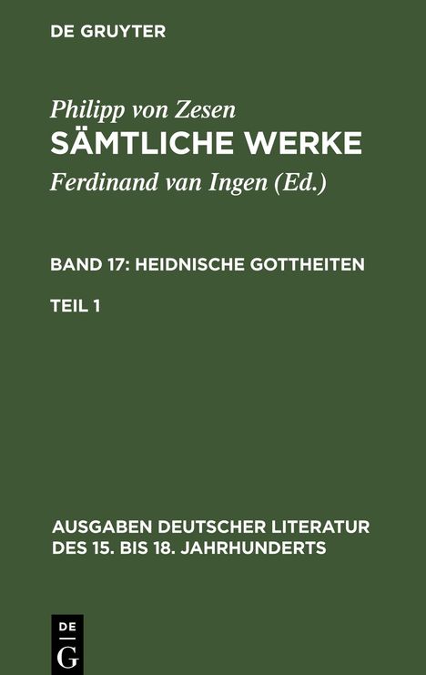 Philipp Von Zesen: Sämtliche Werke, Bd 17/Tl 1, Buch