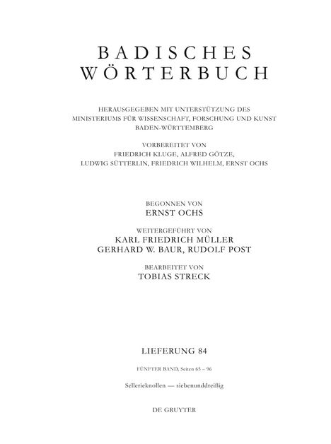 Badisches Wörterbuch, Band V/Lieferung 84, Buch