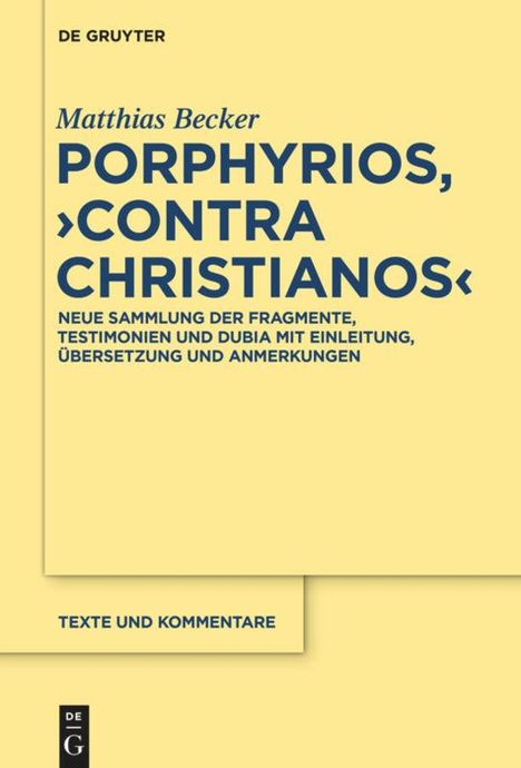 Matthias Becker: Porphyrios, "Contra Christianos", Buch