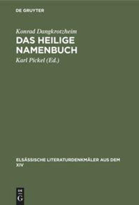 Konrad Dangkrotzheim: Das heilige Namenbuch, Buch