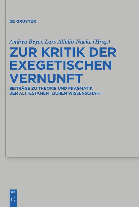 Zur Kritik der exegetischen Vernunft, Buch