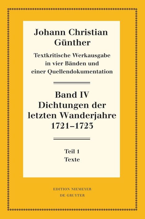 Dichtungen der letzten Wanderjahre 1721-1723, 2 Bücher